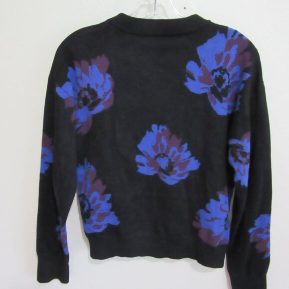 AMOUR VERT Black & Blue Pullover XS Organic Cotton Long Sleeve Sweater - Picture 3 of 4